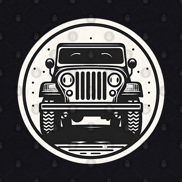 Jeep CJ7 Wrangler Black and White by Syntheous